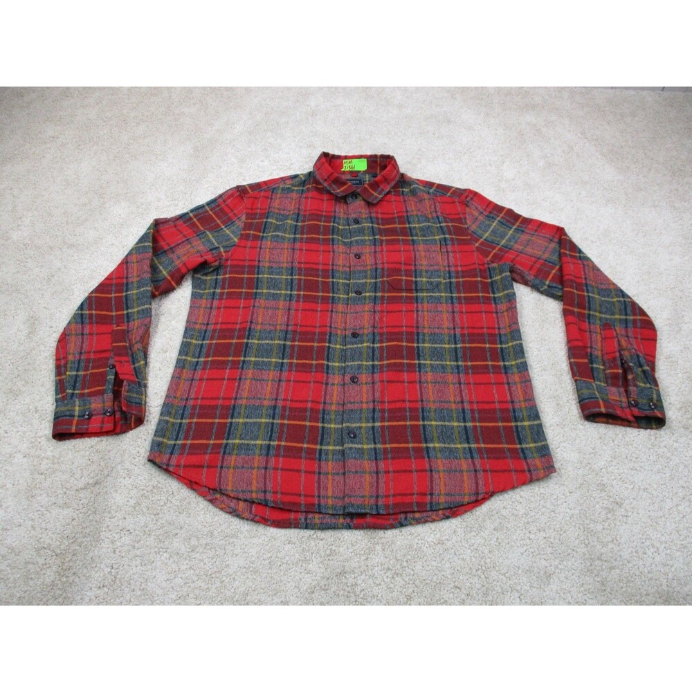7 Diamonds Shirt Mens Large L Red Plaid Luxe Soft Flannel Casual Button Up